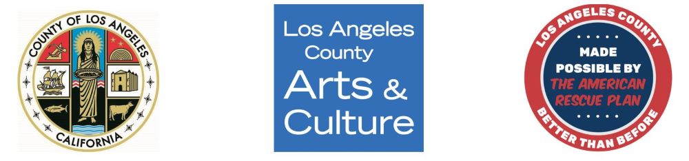 LA County Department of Cultural Affairs logo, LA County logo and American Rescue Plan logo
