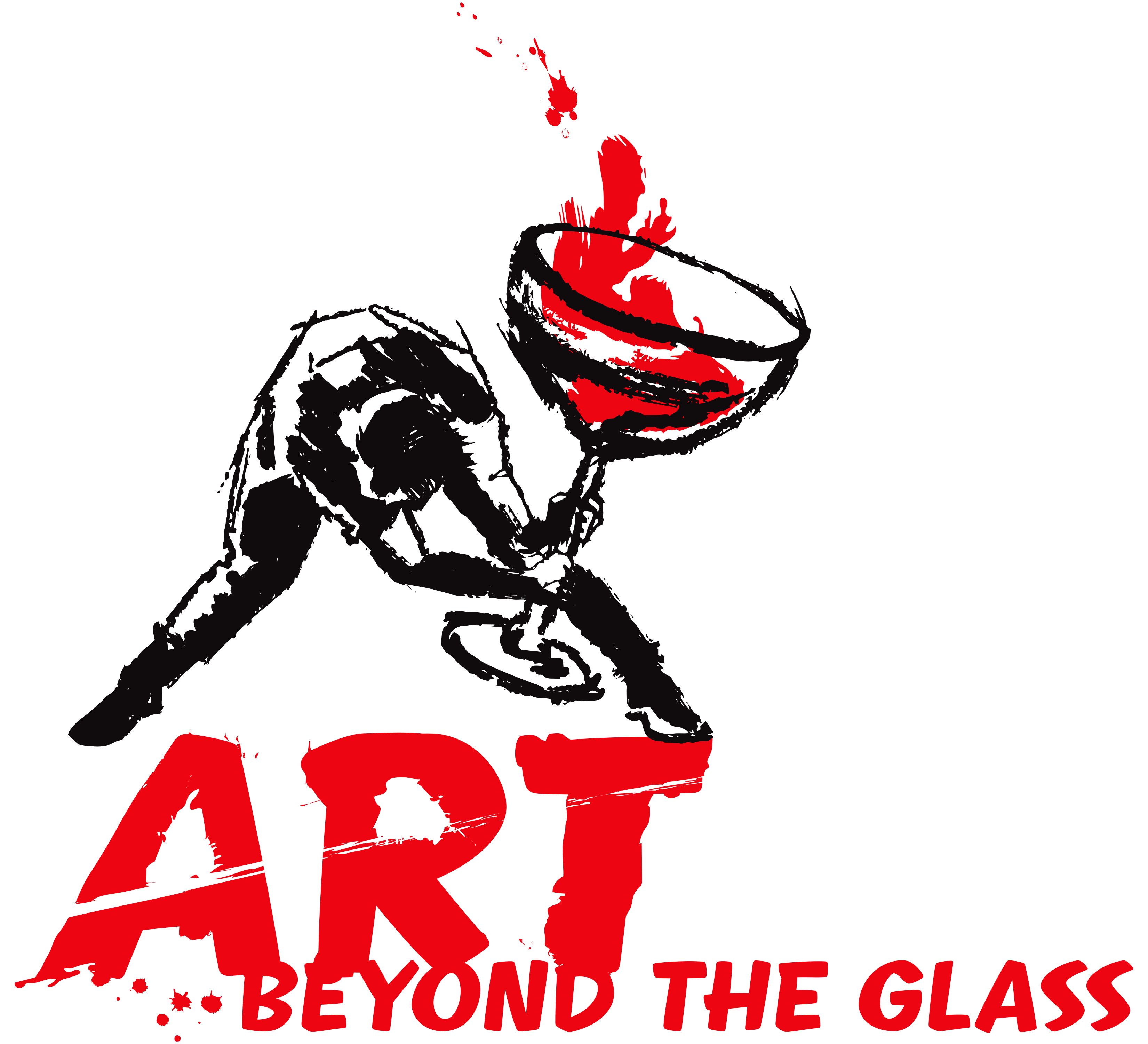 Art Beyond the Glass logo of a man holding a wine glass like a guitar